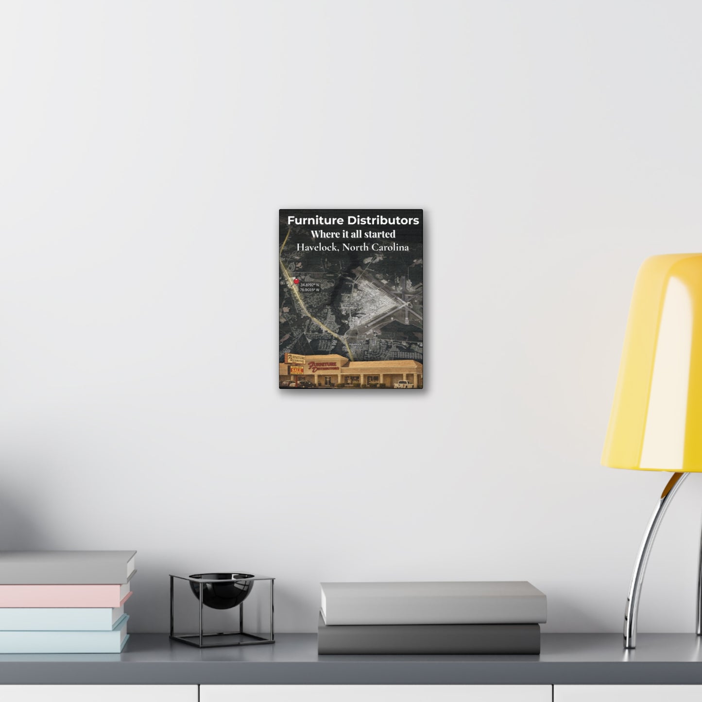 Furniture Distributors Canvas Print - "Where It All Started" Havelock, NC Wall Art