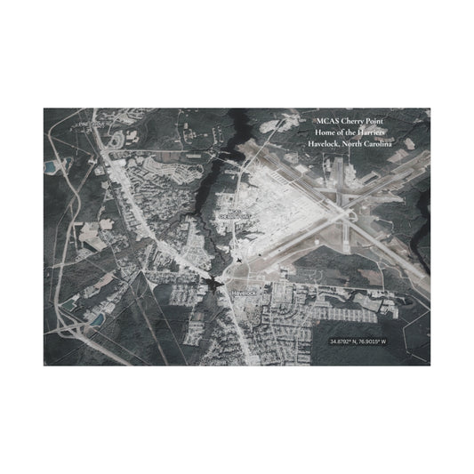 MCAS Cherry Point Aerial Map Canvas Print — Havelock, NC Military Wall Art