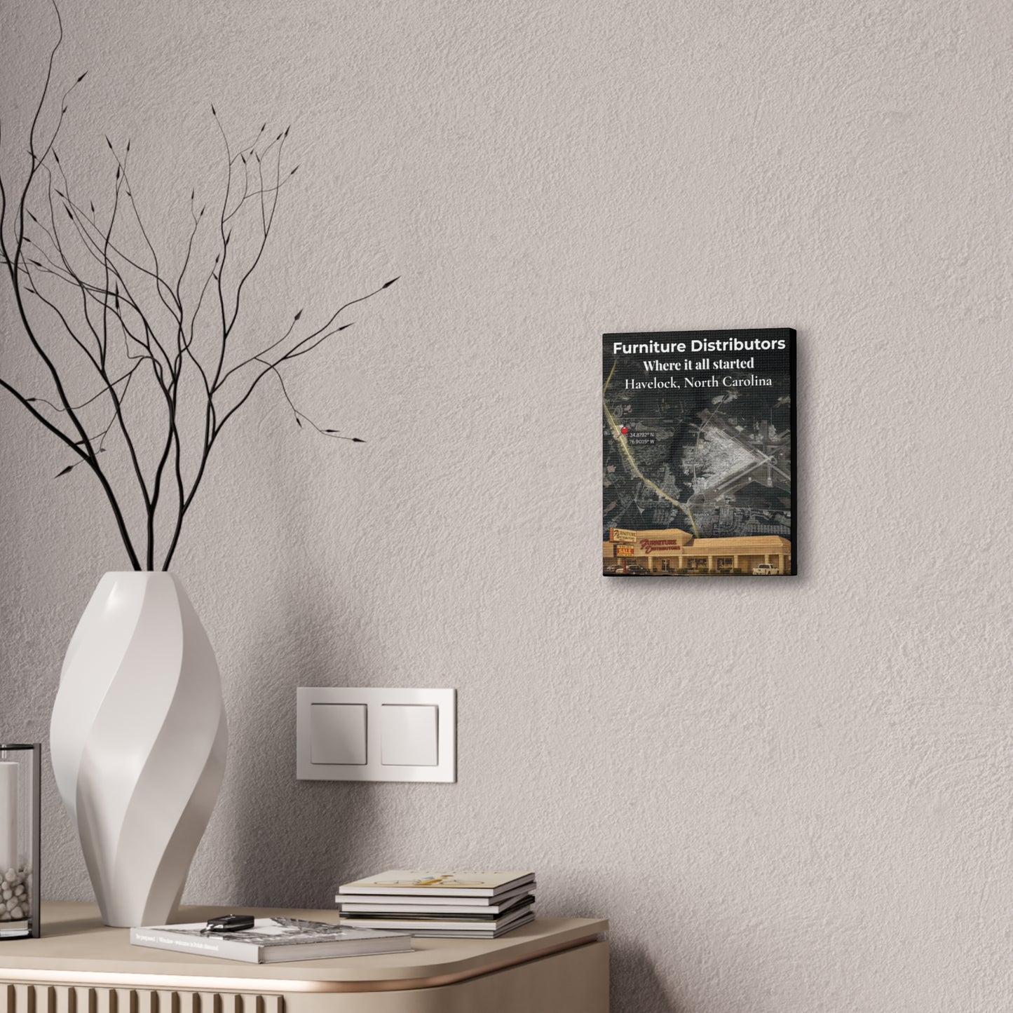 Furniture Distributors Canvas Print - "Where It All Started" Havelock, NC Wall Art