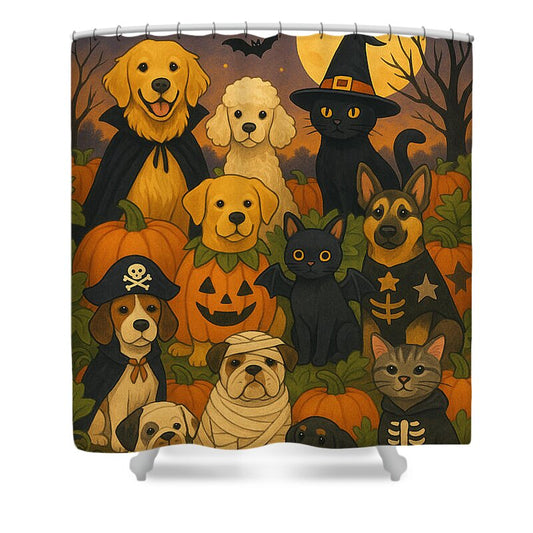 Halloween Pets Gathering - Shower Curtain