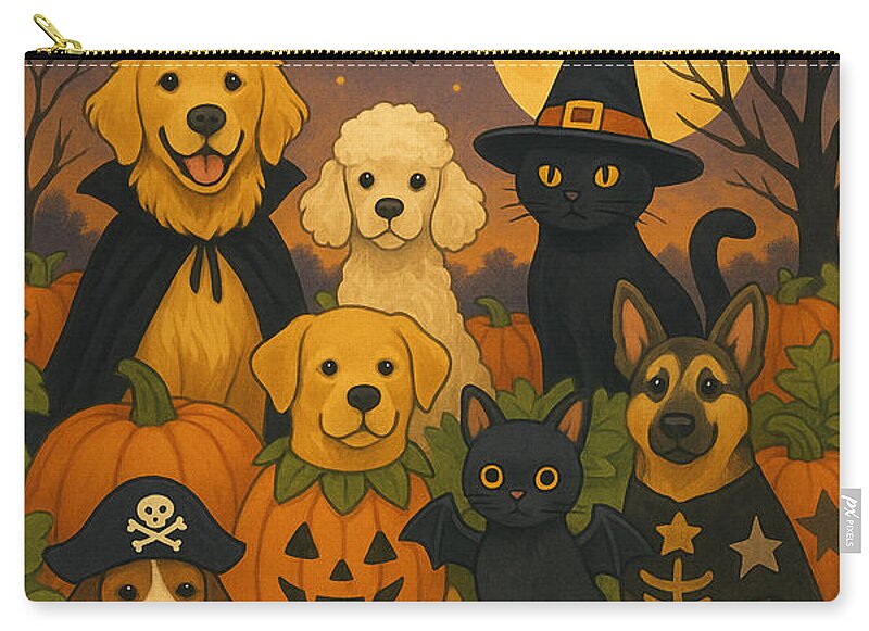 Halloween Pets Gathering - Zip Pouch