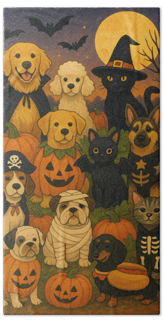 Halloween Pets Gathering - Bath Towel