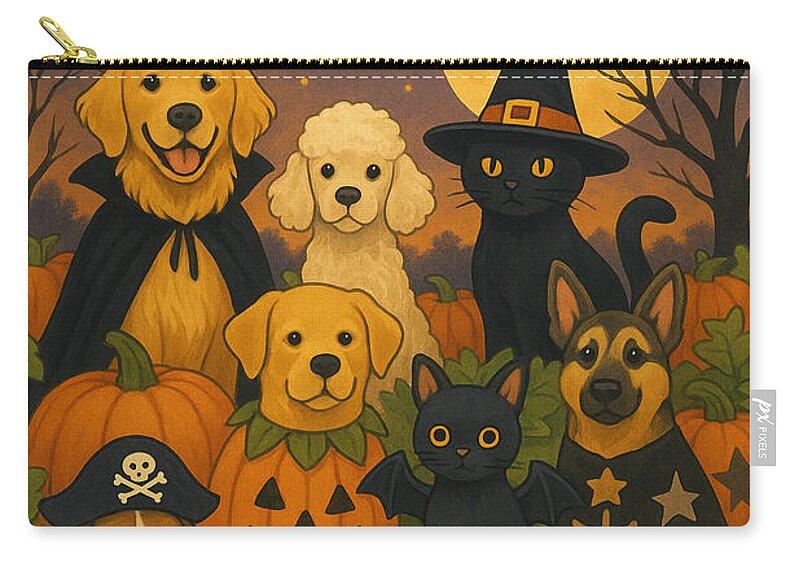 Halloween Pets Gathering - Zip Pouch