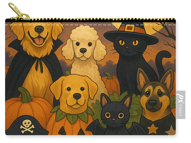 Halloween Pets Gathering - Zip Pouch