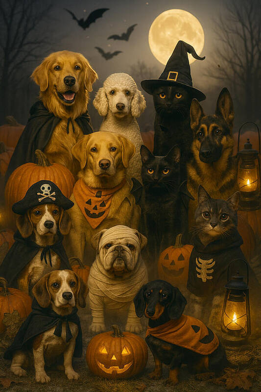 Halloween Pets in Costume - Art Print