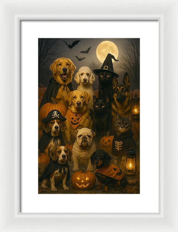Halloween Pets in Costume - Framed Print