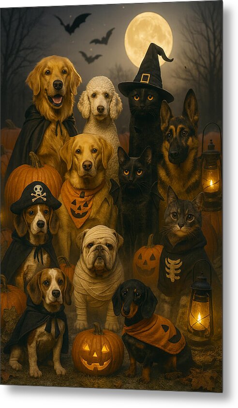 Halloween Pets in Costume - Metal Print
