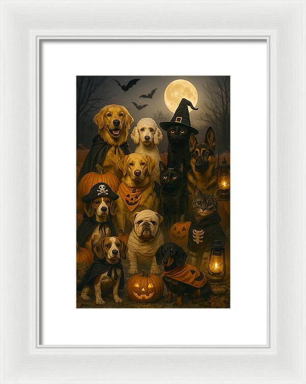 Halloween Pets in Costume - Framed Print