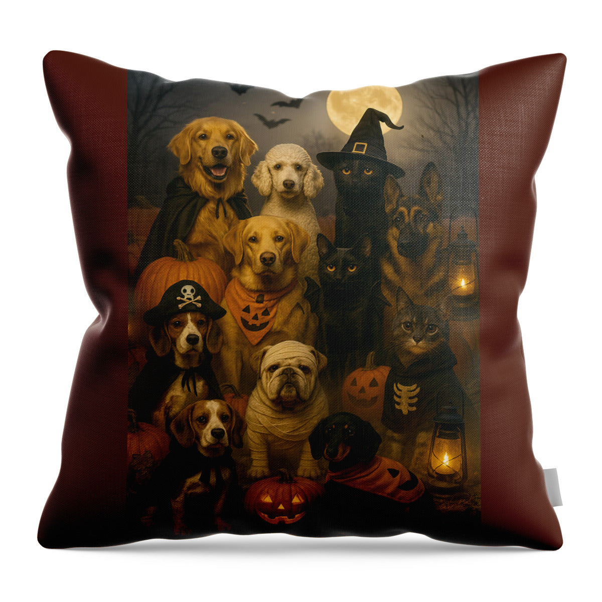 Halloween Pets in Costume - Throw Pillow