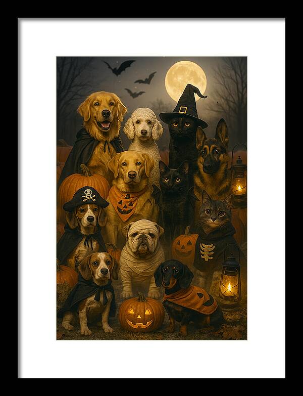 Halloween Pets in Costume - Framed Print