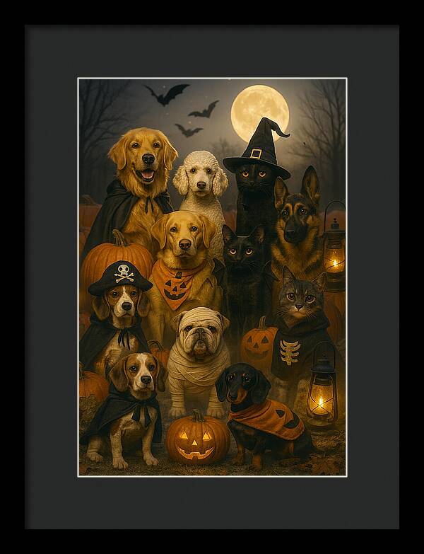 Halloween Pets in Costume - Framed Print
