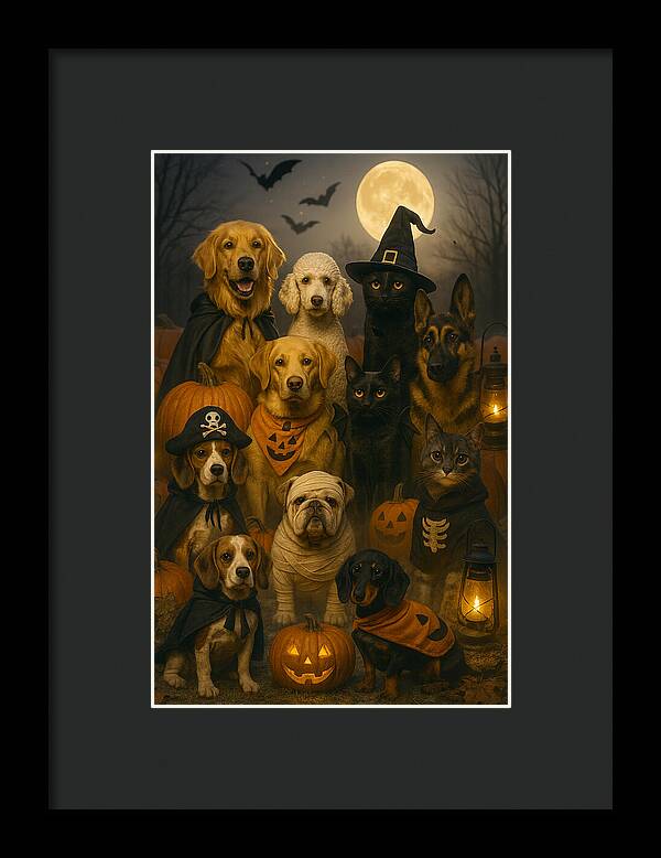Halloween Pets in Costume - Framed Print