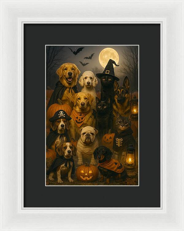 Halloween Pets in Costume - Framed Print