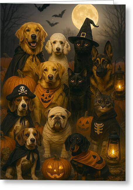 Halloween Pets in Costume - Greeting Card