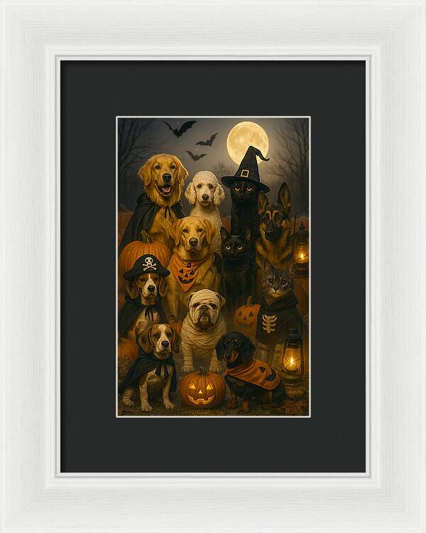 Halloween Pets in Costume - Framed Print
