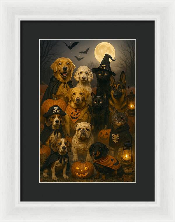 Halloween Pets in Costume - Framed Print