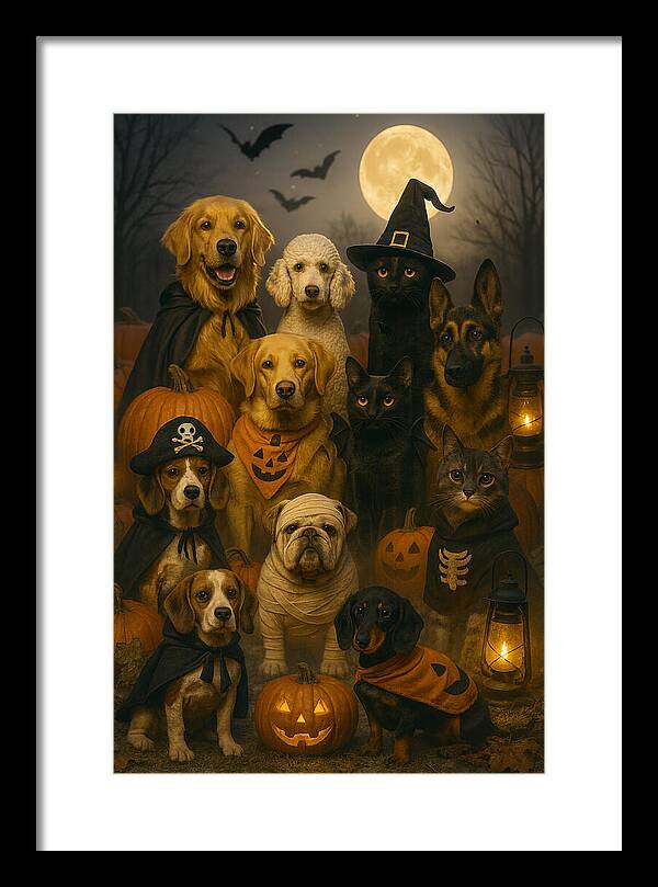 Halloween Pets in Costume - Framed Print