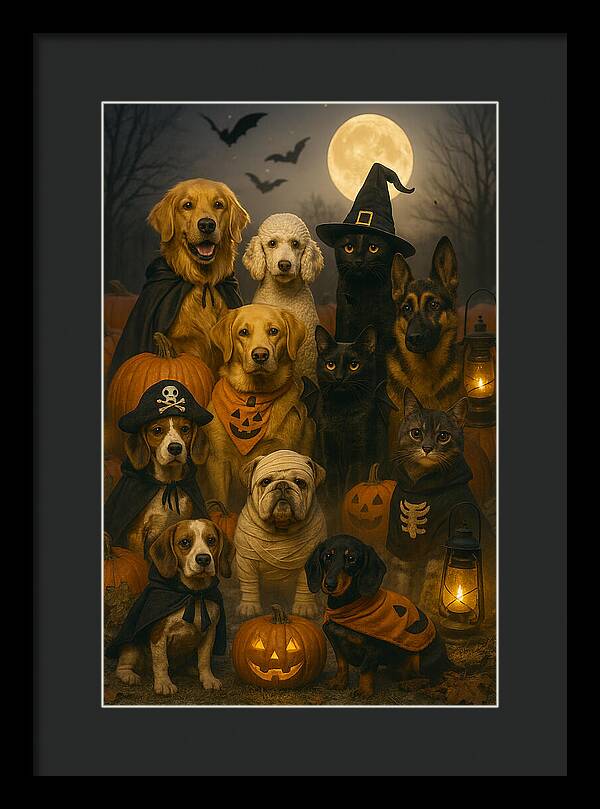 Halloween Pets in Costume - Framed Print