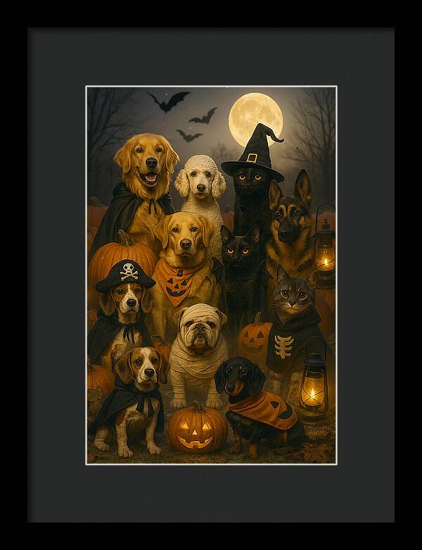 Halloween Pets in Costume - Framed Print