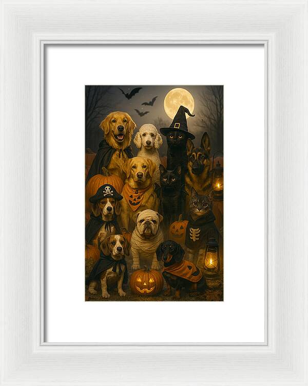 Halloween Pets in Costume - Framed Print