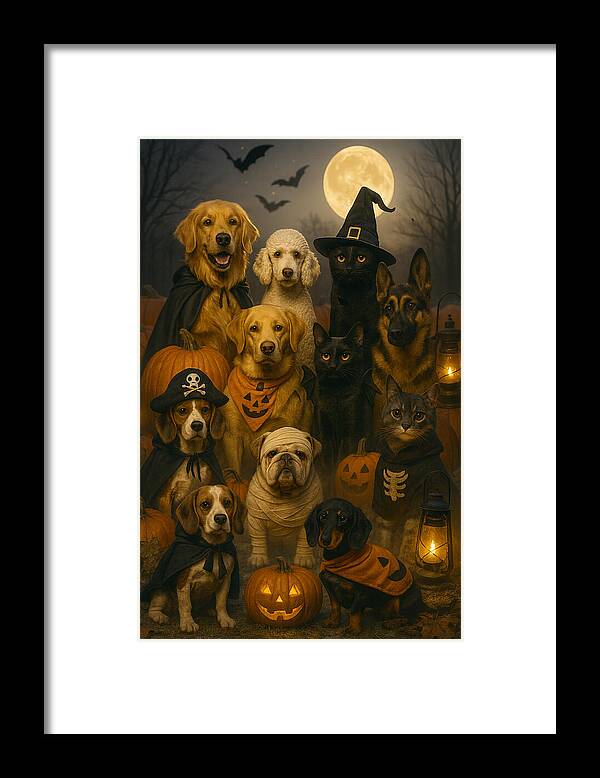 Halloween Pets in Costume - Framed Print
