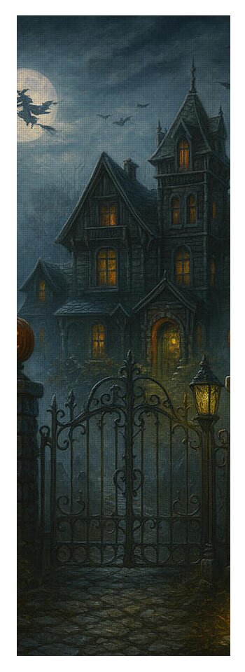 Haunted House Under Full Moon - Yoga Mat
