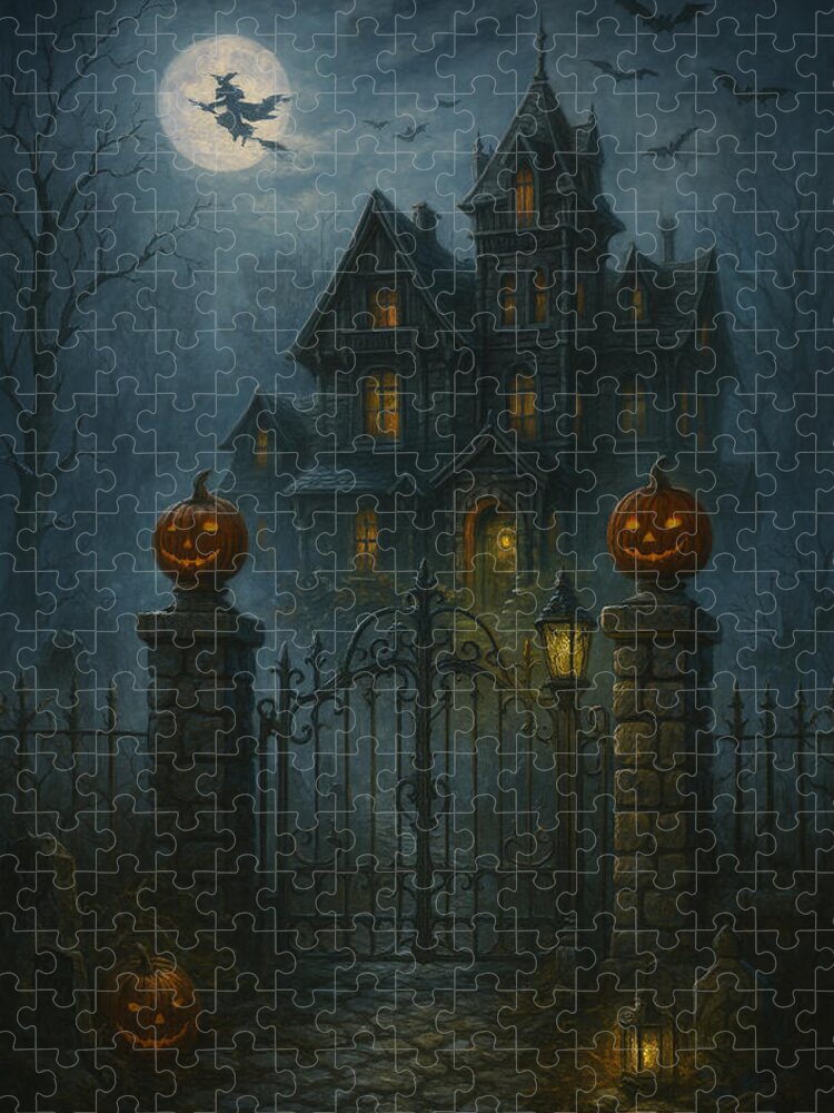 Haunted House Under Full Moon - Puzzle